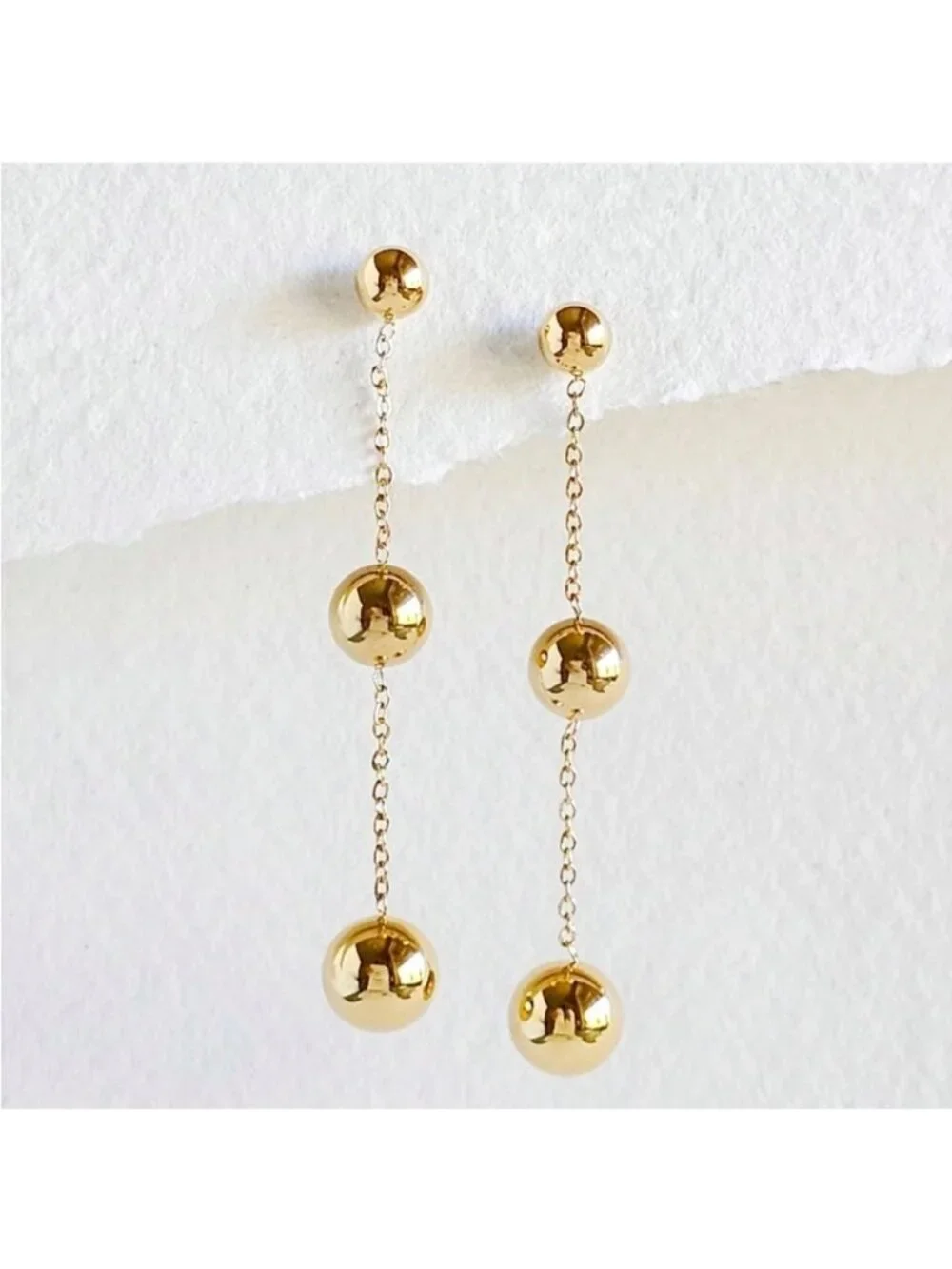 New! Gold Ball Drop Earrings (3048) NWOT